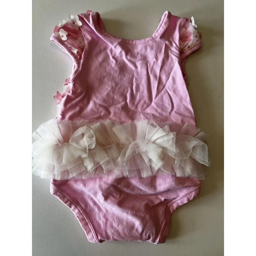 BABY PICTURES OUTFIT Baby Size 6-9 Mos One Piece Outfit Tulle Skirt 3D‎ Floral